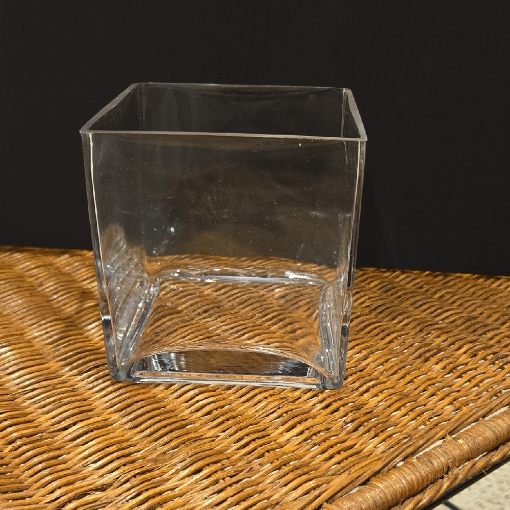 Square Clear Glass Vase